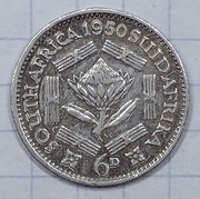 #1948 RPA 6 pensów 1950  srebro 