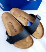 Klapki sandały czarne Birkenstock 44 Madrid skóra regular fit
