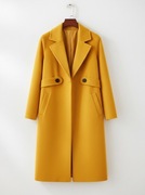 Elegancki żółty długi płaszcz klasyczny modny do pracy stylowy + GRATIS