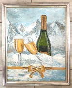 Pejzaż Alp z szampanem 