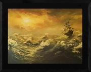 OBRAZ W RAMIE GRAFIKA "GNIEW OCEANU" 40x50 CM