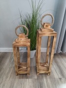 Lampiony drewniane 2 sztuki opalane