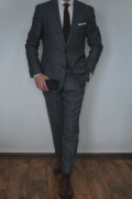 Garnitur Bytom szary grafit krata zignone 100% wełna elegancki 182/100/88