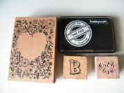 ex-libris z serduszkiem zestaw 4 szt. do stemplowania w tym poduszka