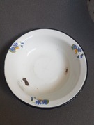 Miska metalowa emaliowana zdobiona 1992r / sygnatura / PRL