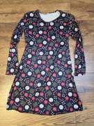 Sukienka świąteczna dla dziewczynki r. 134 - 140 bombki prezenty