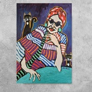 Obraz olejny portret tam gdzie czuwają koty