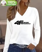 Damska biała bluzka z długim rękawem i nadrukiem rozmiar L