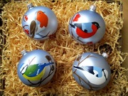 BOMBKI SZKLANE RĘCZNIE MALOWANE 10cm x 4 szt.