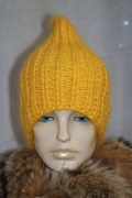 czapka beanie rekodzielo moher zolty M