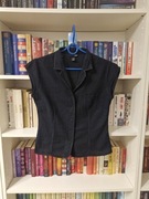 Czarna ażurowa koszula damska H&M 38 | bez rękawów | 100% bawełna | letnia