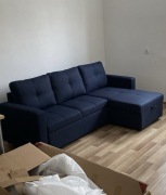 Narożnik rozkładany, granatowy - KOSEM (Agata Meble)