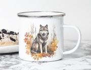 Kubek emaliowany myśliwski – dzik,wilk, zając – idealny na prezent, w teren