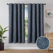 Zestaw 2 zasłon Chenille zaciemniające 145x140cm niebiesko-szary
