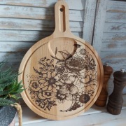 Deska Do Serwowania i Krojenia z Rączką w Kwiaty Prezent dla Mamy