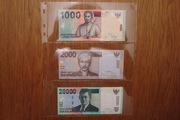 Indonezja zestaw banknotów 3 sztuki stan 1