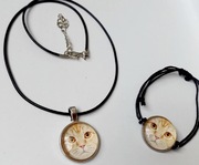 Komplet biżuterii HandMade Skóra Stal Rudy kot