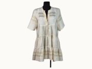 Pearl & Caviar Sukienka 100% Bawełna Grecka Boho Złota Beż L 40 M L BDB