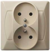 Gniazdo podwójne z uziemieniem kompletne Beżowy Ospel Akcent - GP-2AZ/01