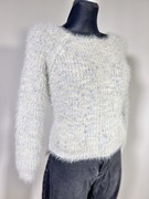 Miękki sweter włochaty moher wiosenny pastelowy krótki damski L 40