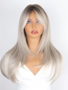 Peruka popielaty blond z grzywką jak naturalne