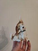 Figurka porcelana pies terrier rudo-biały vintage