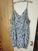 H&M biały kombinezon niebieskie kwiaty 52 wiskoza