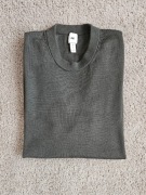 Sweter crewneck H&M Premium kolor khaki/oliwkowy, 100% wełna merino, roz. L