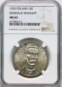 II RP, 10 złotych 1933,Romuald Traugutt MS63