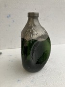 butelka DENMARK zielone, moze przedwojenna szklo w cynie okuta metalem 