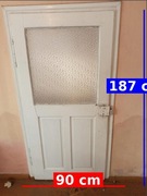 Stare drzwi drewniane z szybą – lata 30-te, styl przedwojenny