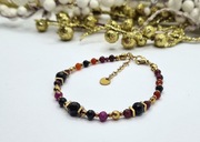 Bransoletka - Turmalin, Rubin, Granat, Karneol, Hematyt - PVD