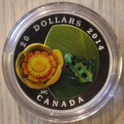 ŻABA LAMPARCIA - 20 $ DOLARÓW 2014 KANADA - CERTYFIKAT + ETUI 