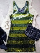 Cekinowa imprezowa sukienka bokserka mini Vintage Vening Collection S M