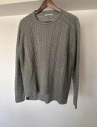 szary sweterek warkocz klasyczny Pull & Bear 38 M