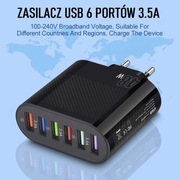 Mocna Ładowarka zasilacz Smart USB 6 portów 3.5A 48W WYPRZEDAŻ
