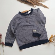 Sweter sweterek bawełniany 80 Newbie niebieski granatowy w paseczki z guzik