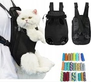 Plecak dla kota, plecak transportowy rozmiar L z czarno białym pomponem