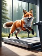 Obraz do domowej siłowni – Lis na bieżni – Prezent fitness A4 A3 A2