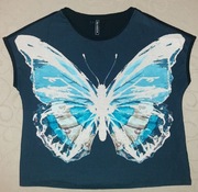 Bluzka nadruk motyl krótki rękaw rozm.40-42 krój oversize