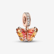Pandora Charms-zawieszka Motyl z różowego i żółtego szkła Murano