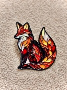 Pin przypinka LIS fox stained glass style - kolorowa, błyszcząca