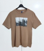 Męska Koszulka T-Shirt Bawełniana Brązowa H&M |R. L