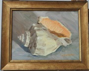 Obraz olejny Muszla 18x24 cm w ramie drewnianej