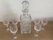 Karafka i 6 kieliszków do wina kryształ PRL