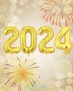 Balony foliowe cyfry Sylwester 2024 złote