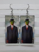 Kolczyki Syn człowieczy Rene Magrittees decoupage grafka obraz Handmade