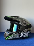 Kask rowerowy FULL FACE L cross enduro MTB + gogle styl agresywny design