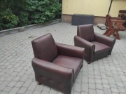 Fotele ze skaju brązowego PRL