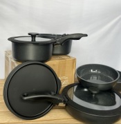 Zestaw 5 naczyń do gotowania patelnie i garnki GiPP z wymiennymi rączkami